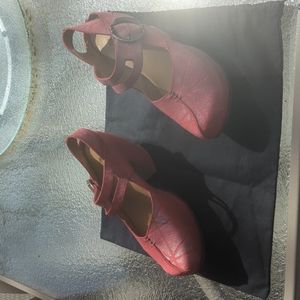 Fluevog Prepare Double Strap Maryjane Bikini Split Fuoco Red 7.5